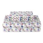 4-Piece 300 Thread Count Bashful Blooms Cool Cotton Sateen Bed Sheet Set, Queen