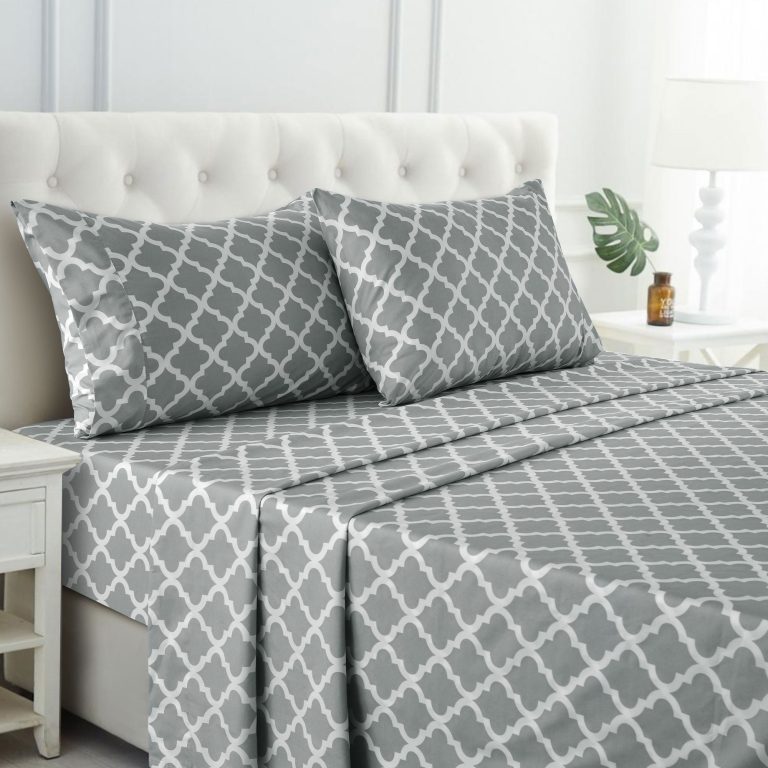King Size Bed Sheets Set, ury 4 Piece Microfiber Deep Pocket Fitted Sheet, Flat Sheet & Pillowcases Bedding Sheets Se...