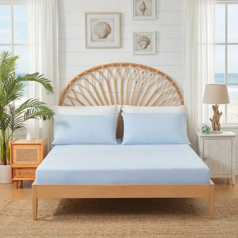 Regency Heights Full/QueenSize Sheet Set, 3 Piece Cooling Bed Sheet with Deep Pocket for Hot Sleepers, Ice Blue